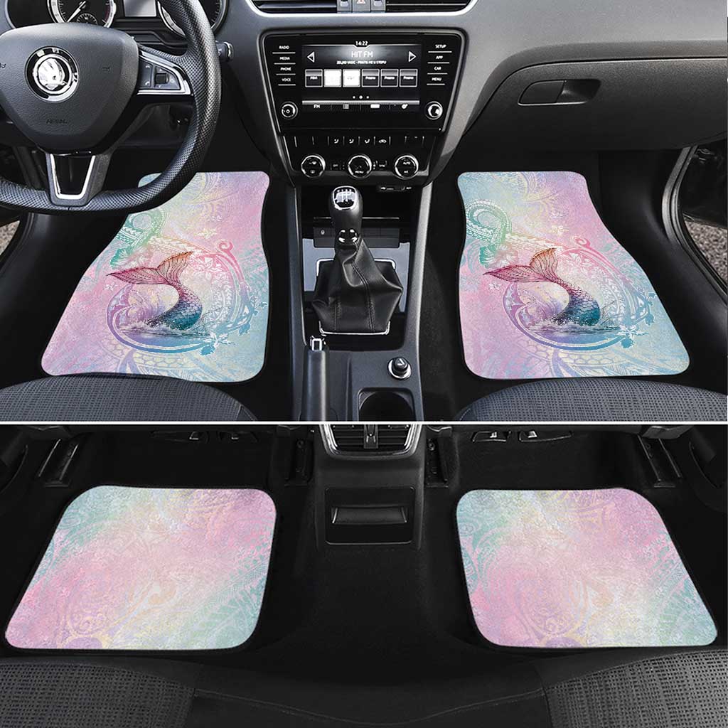 Hawaii Mermaid Sweet Pastel Car Mats Polynesian Pattern Fish Hook