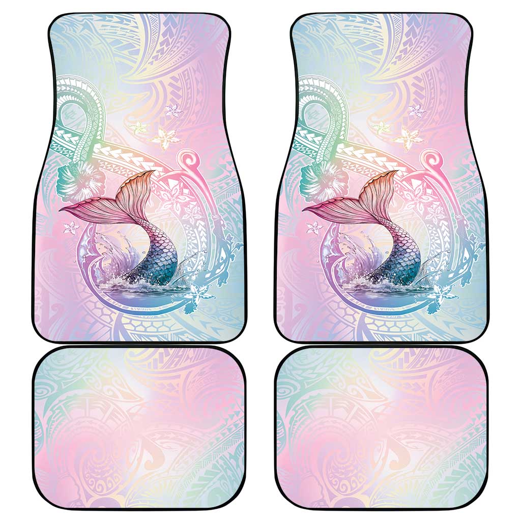 Hawaii Mermaid Sweet Pastel Car Mats Polynesian Pattern Fish Hook