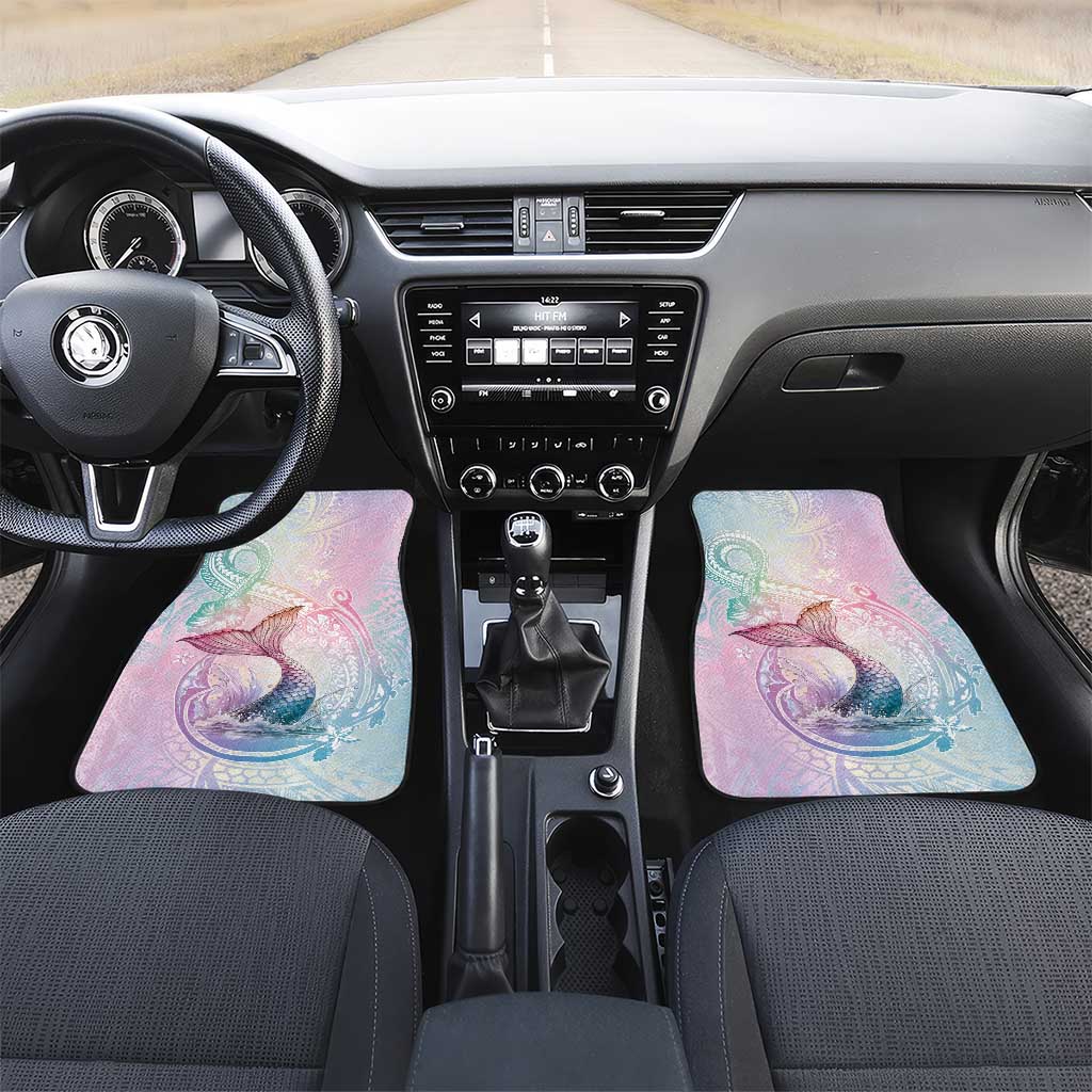 Hawaii Mermaid Sweet Pastel Car Mats Polynesian Pattern Fish Hook