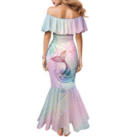 Hawaii Mermaid Sweet Pastel Family Matching Mermaid Dress and Hawaiian Shirt Polynesian Pattern Fish Hook LT01 - Polynesian Pride