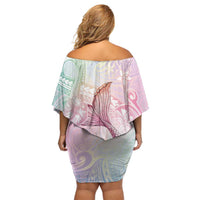 Hawaii Mermaid Sweet Pastel Family Matching Off Shoulder Short Dress and Hawaiian Shirt Polynesian Pattern Fish Hook LT01 - Polynesian Pride