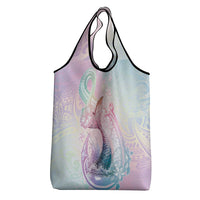 Hawaii Mermaid Sweet Pastel Grocery Bag Polynesian Pattern Fish Hook