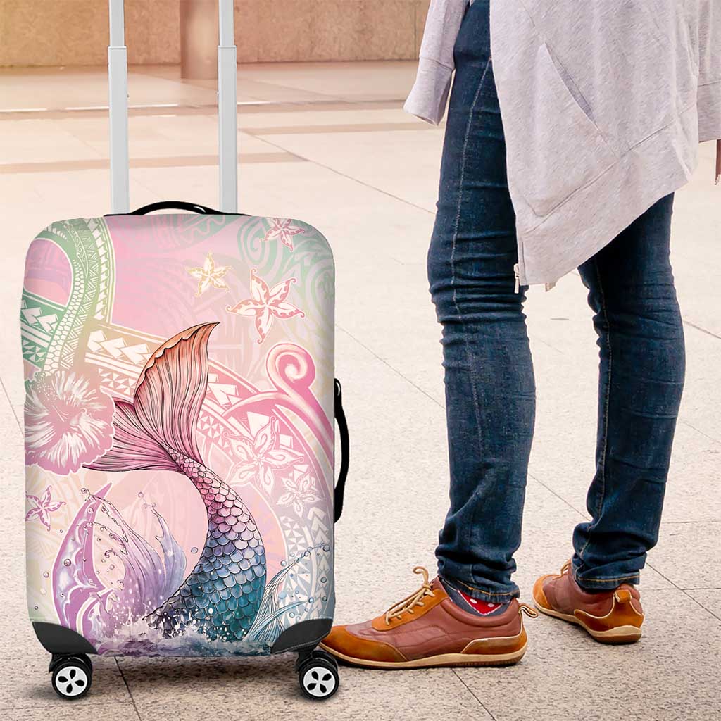 Hawaii Mermaid Sweet Pastel Luggage Cover Polynesian Pattern Fish Hook