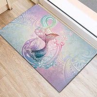 Hawaii Mermaid Sweet Pastel Rubber Doormat Polynesian Pattern Fish Hook