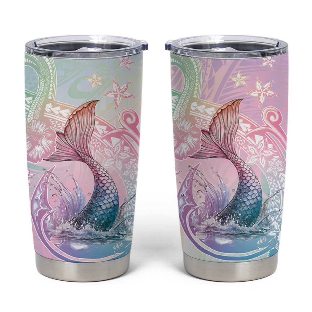 Hawaii Mermaid Sweet Pastel Tumbler Cup Polynesian Pattern Fish Hook