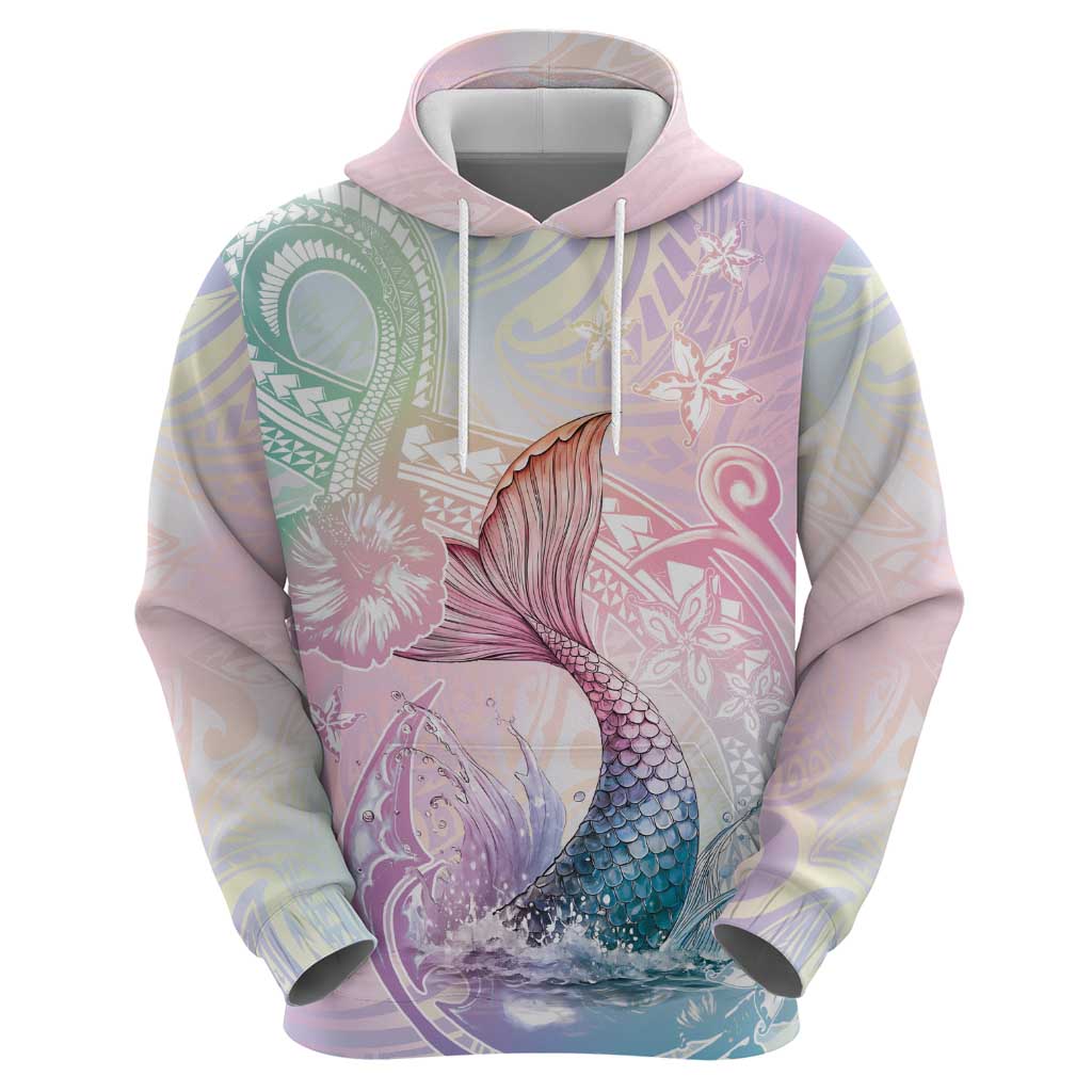 Hawaii Mermaid Sweet Pastel Zip Hoodie Polynesian Pattern Fish Hook