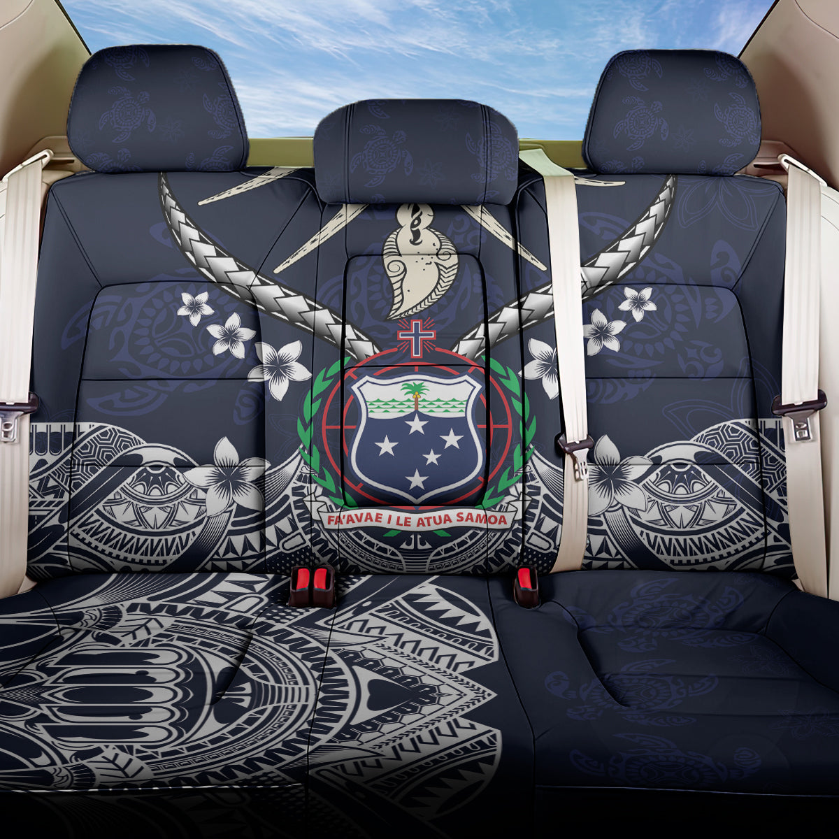 Samoa Independence Day Back Car Seat Cover Ula Nifo Mix Turtle