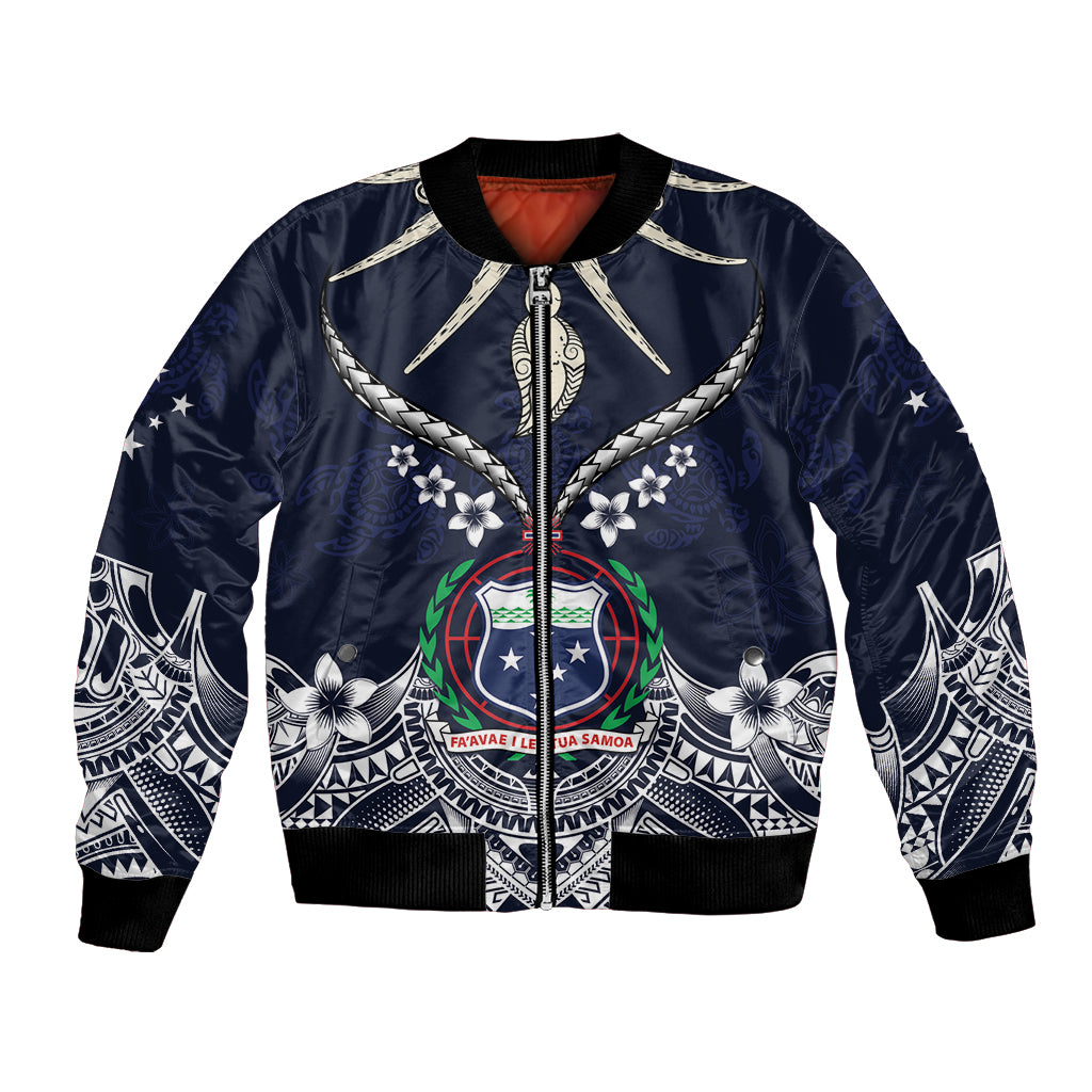 Samoa Independence Day Bomber Jacket Ula Nifo Mix Turtle LT01 Unisex Blue - Polynesian Pride