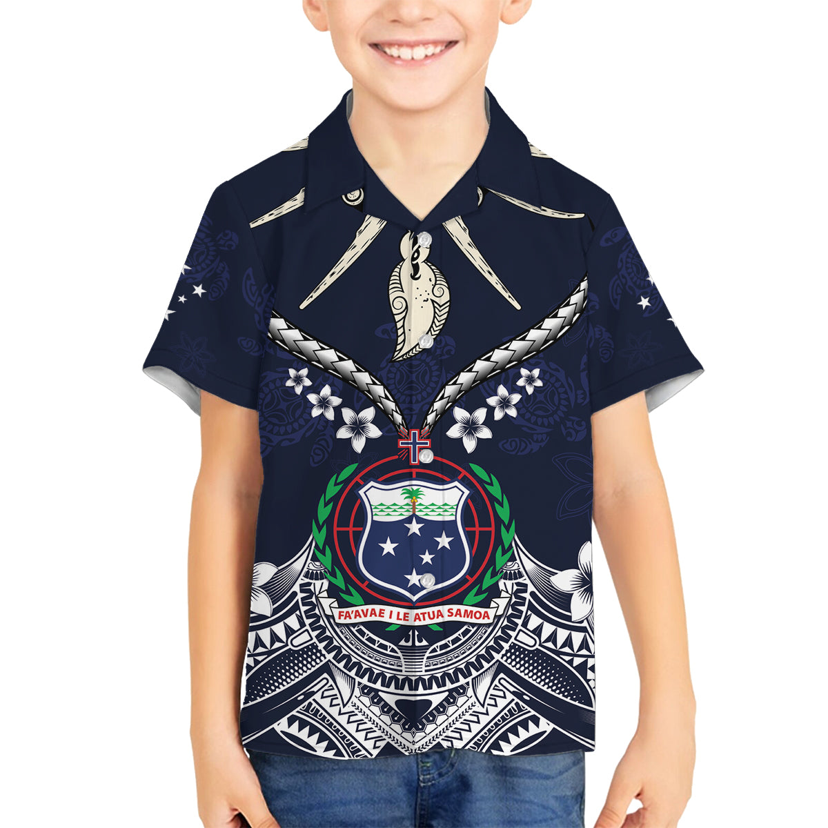 Samoa Independence Day Family Matching Puletasi and Hawaiian Shirt Ula Nifo Mix Turtle