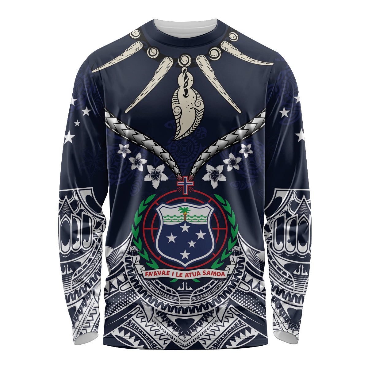 Samoa Independence Day Long Sleeve Shirt Ula Nifo Mix Turtle LT01 Unisex Blue - Polynesian Pride