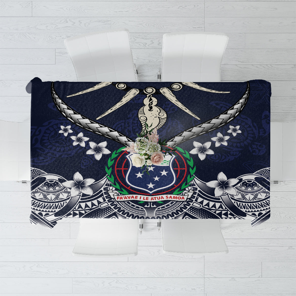 Samoa Independence Day Tablecloth Ula Nifo Mix Turtle