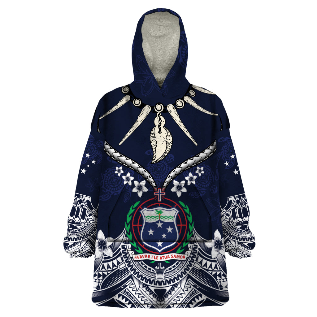 Samoa Independence Day Wearable Blanket Hoodie Ula Nifo Mix Turtle LT01 One Size Blue - Polynesian Pride
