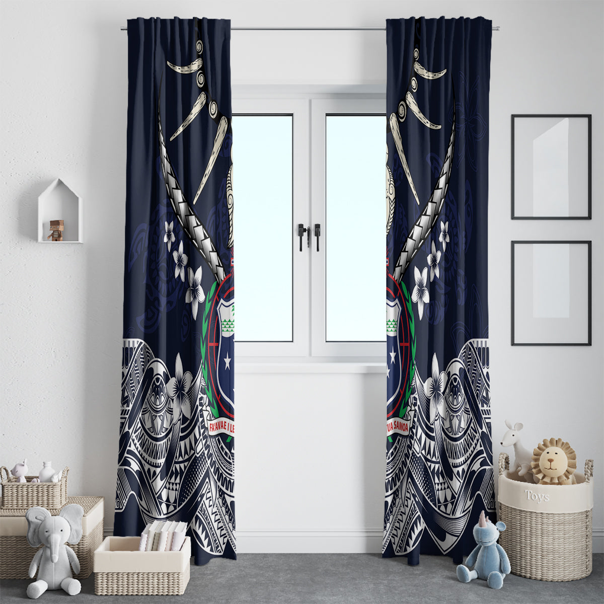Samoa Independence Day Window Curtain Ula Nifo Mix Turtle