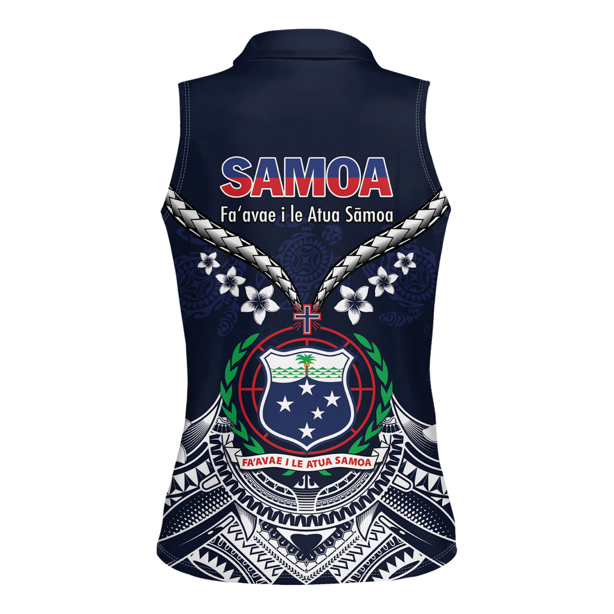 Samoa Independence Day Women Sleeveless Polo Shirt Ula Nifo Mix Turtle