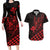 Personalized King Kamehameha Day Couples Matching Long Sleeve Bodycon Dress and Hawaiian Shirt Kakau Polynesian Pattern