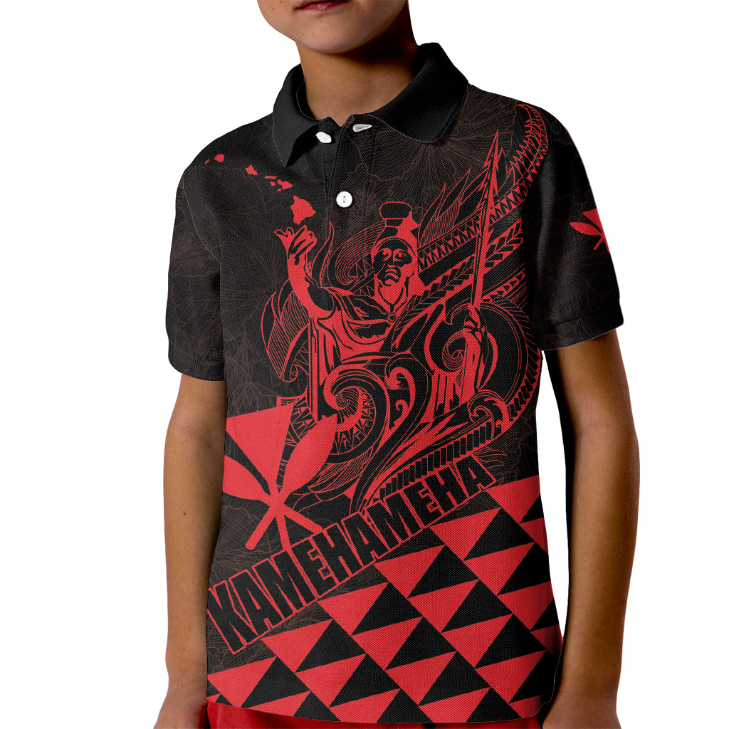 Personalized King Kamehameha Day Kid Polo Shirt Kakau Polynesian Pattern