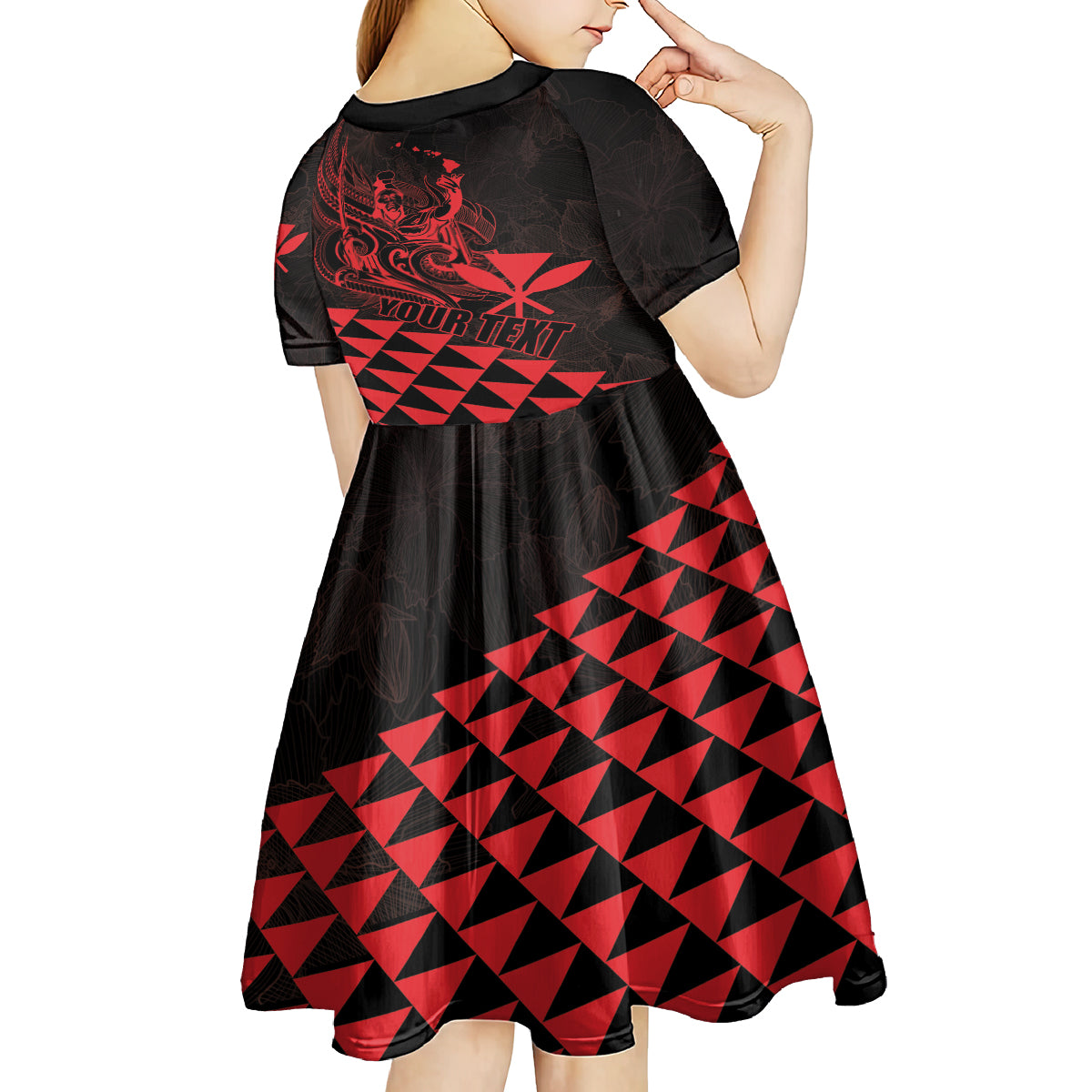 Personalized King Kamehameha Day Kid Short Sleeve Dress Kakau Polynesian Pattern LT01 - Polynesian Pride
