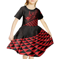Personalized King Kamehameha Day Kid Short Sleeve Dress Kakau Polynesian Pattern LT01 - Polynesian Pride