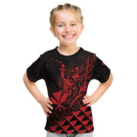 Personalized King Kamehameha Day Kid T Shirt Kakau Polynesian Pattern LT01 Red - Polynesian Pride