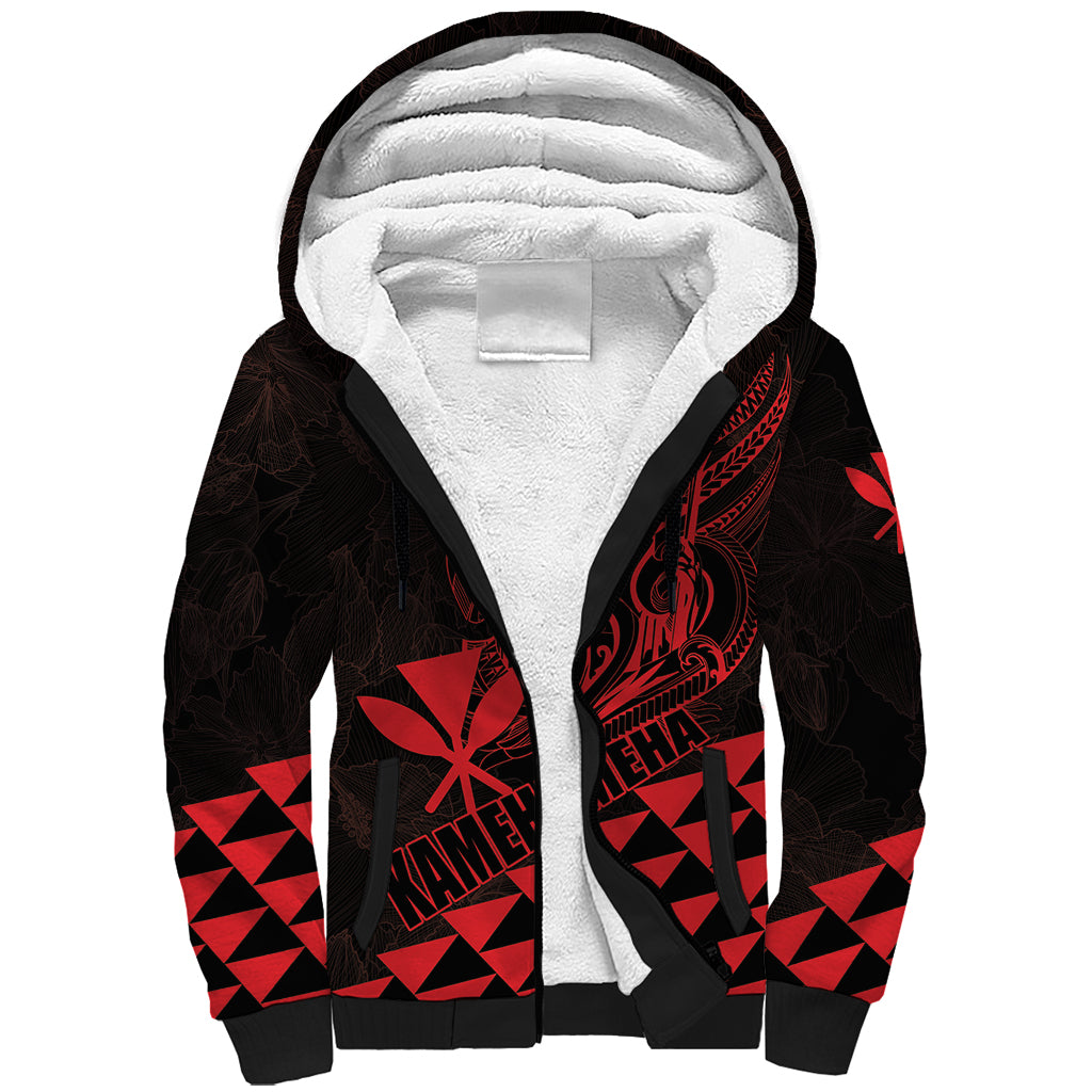 Personalized King Kamehameha Day Sherpa Hoodie Kakau Polynesian Pattern