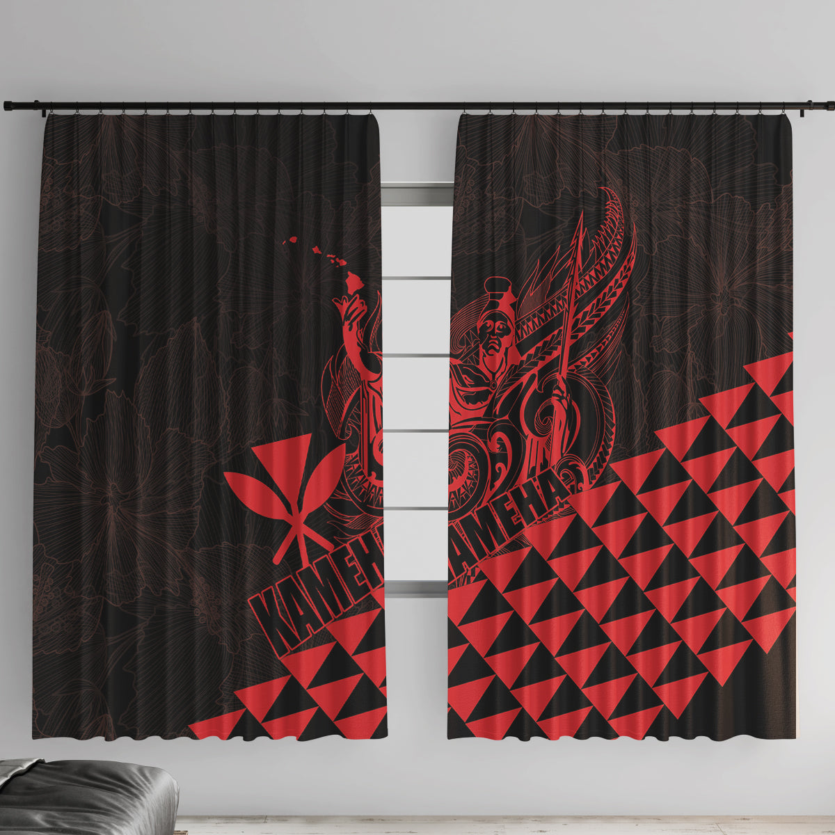 King Kamehameha Day Window Curtain Kakau Polynesian Pattern