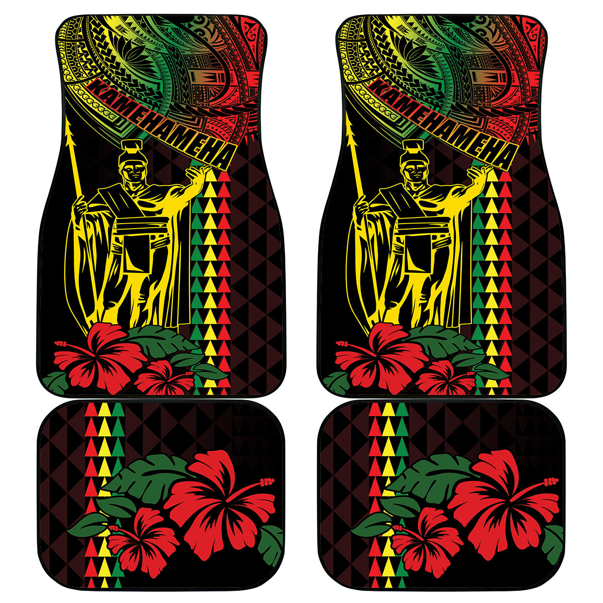 King Kamehameha Day Car Mats Hawaii Kakau Reggae