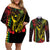 King Kamehameha Day Couples Matching Off Shoulder Short Dress and Long Sleeve Button Shirt Hawaii Kakau Reggae