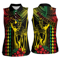 King Kamehameha Day Women Sleeveless Polo Shirt Hawaii Kakau Reggae