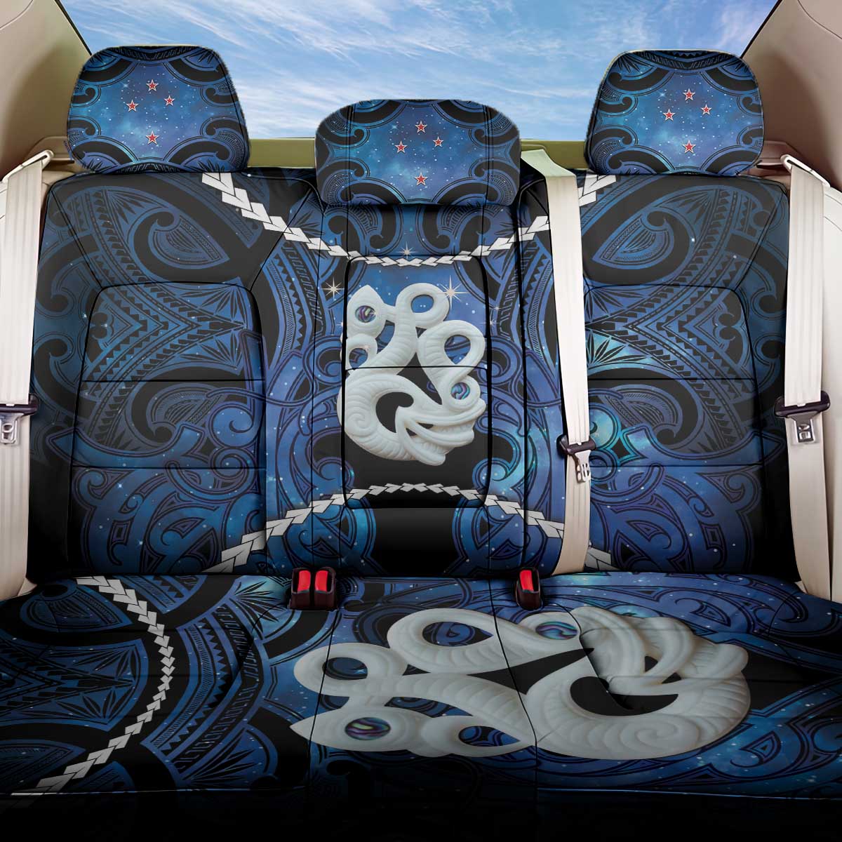Maori Matariki Manaia Back Car Seat Cover Maori Kowhaiwhai Pattern Galaxy