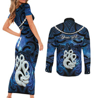Personalized Maori Matariki Manaia Couples Matching Short Sleeve Bodycon Dress and Long Sleeve Button Shirt Maori Kowhaiwhai Pattern Galaxy