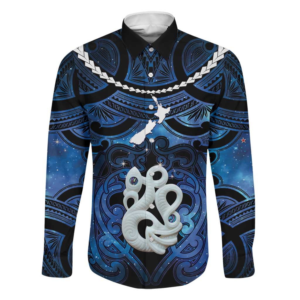 Personalized Maori Matariki Manaia Family Matching Long Sleeve Bodycon Dress and Hawaiian Shirt Maori Kowhaiwhai Pattern Galaxy