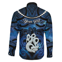 Personalized Maori Matariki Manaia Family Matching Long Sleeve Bodycon Dress and Hawaiian Shirt Maori Kowhaiwhai Pattern Galaxy