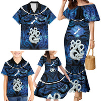 Personalized Maori Matariki Manaia Family Matching Mermaid Dress and Hawaiian Shirt Maori Kowhaiwhai Pattern Galaxy