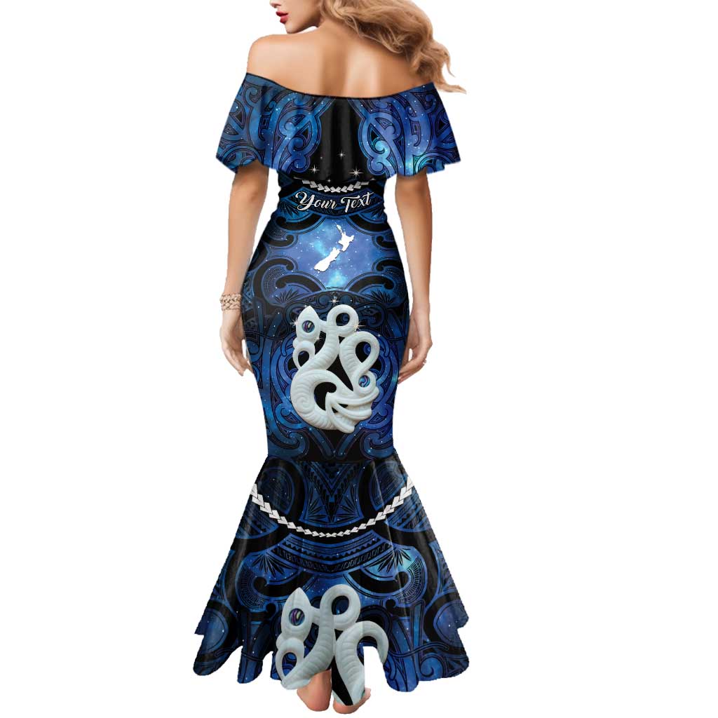 Personalized Maori Matariki Manaia Family Matching Mermaid Dress and Hawaiian Shirt Maori Kowhaiwhai Pattern Galaxy