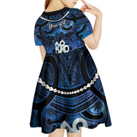 Personalized Maori Matariki Manaia Kid Short Sleeve Dress Maori Kowhaiwhai Pattern Galaxy LT01 - Polynesian Pride