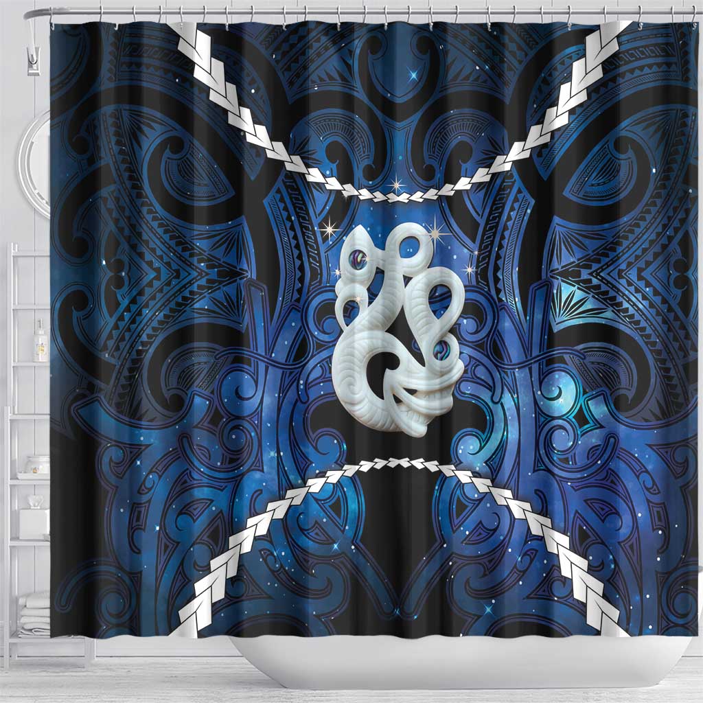 Maori Matariki Manaia Shower Curtain Maori Kowhaiwhai Pattern Galaxy