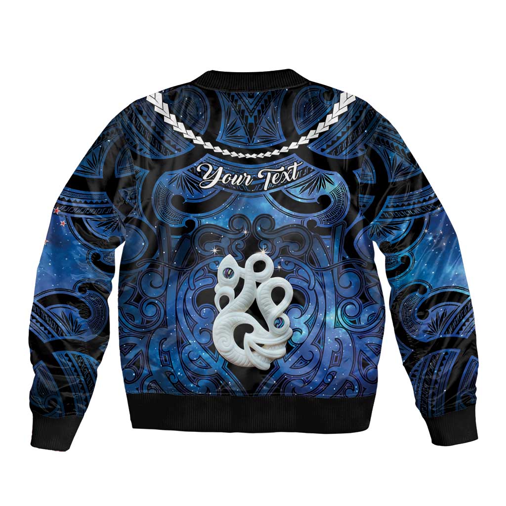 Personalized Maori Matariki Manaia Sleeve Zip Bomber Jacket Maori Kowhaiwhai Pattern Galaxy LT01 - Polynesian Pride
