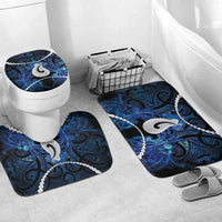 Maori Matariki Hei Matau Bathroom Set Maori Kowhaiwhai Pattern Galaxy LT01 Mat Set Only (3 pcs) One Size Blue - Polynesian Pride
