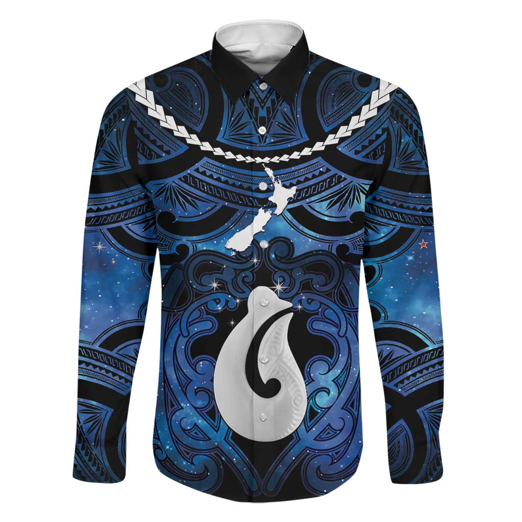 Personalized Maori Matariki Hei Matau Family Matching Off Shoulder Short Dress and Hawaiian Shirt Maori Kowhaiwhai Pattern Galaxy
