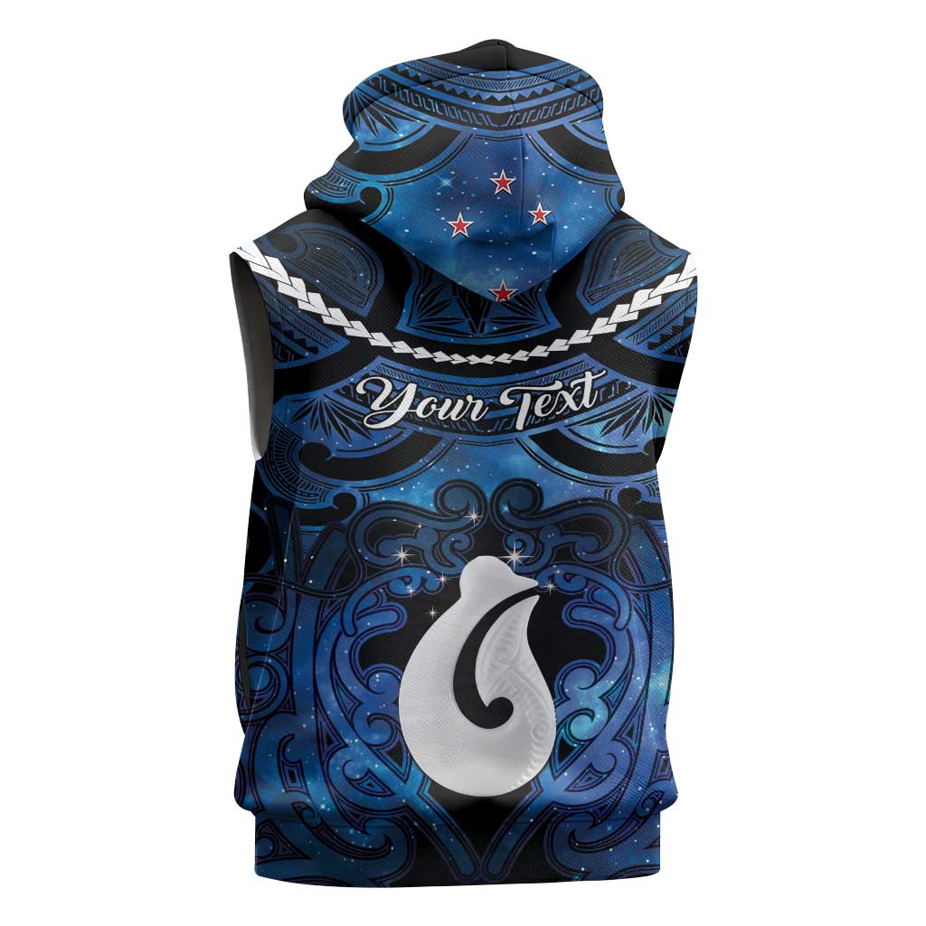 Personalized Maori Matariki Hei Matau Sleeveless Hoodie Maori Kowhaiwhai Pattern Galaxy LT01 - Polynesian Pride