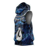 Personalized Maori Matariki Hei Matau Sleeveless Hoodie Maori Kowhaiwhai Pattern Galaxy LT01 - Polynesian Pride