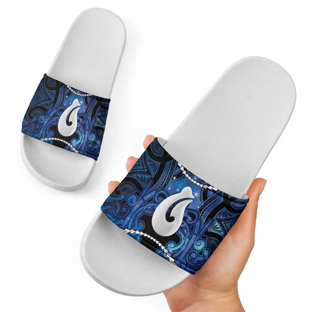 Maori Matariki Hei Matau Slide Sandals Maori Kowhaiwhai Pattern Galaxy LT01 - Polynesian Pride