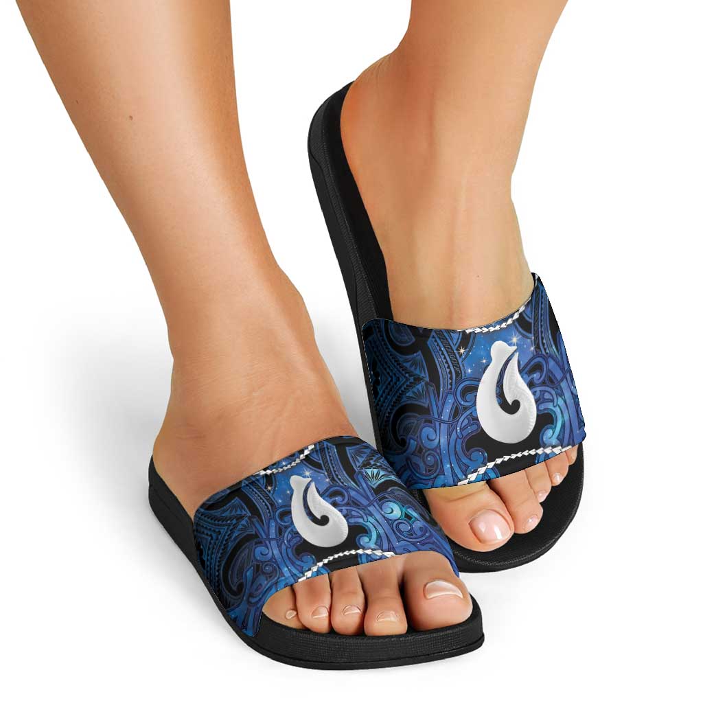 Maori Matariki Hei Matau Slide Sandals Maori Kowhaiwhai Pattern Galaxy LT01 - Polynesian Pride