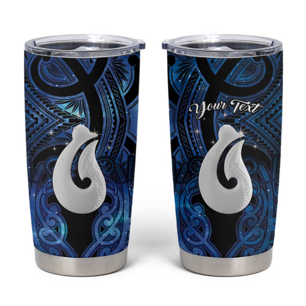 Personalized Maori Matariki Hei Matau Tumbler Cup Maori Kowhaiwhai Pattern Galaxy LT01 Blue - Polynesian Pride