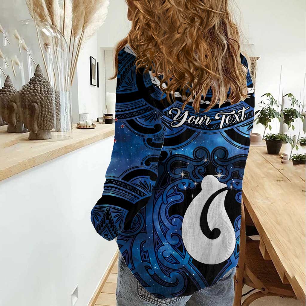 Personalized Maori Matariki Hei Matau Women Casual Shirt Maori Kowhaiwhai Pattern Galaxy LT01 - Polynesian Pride