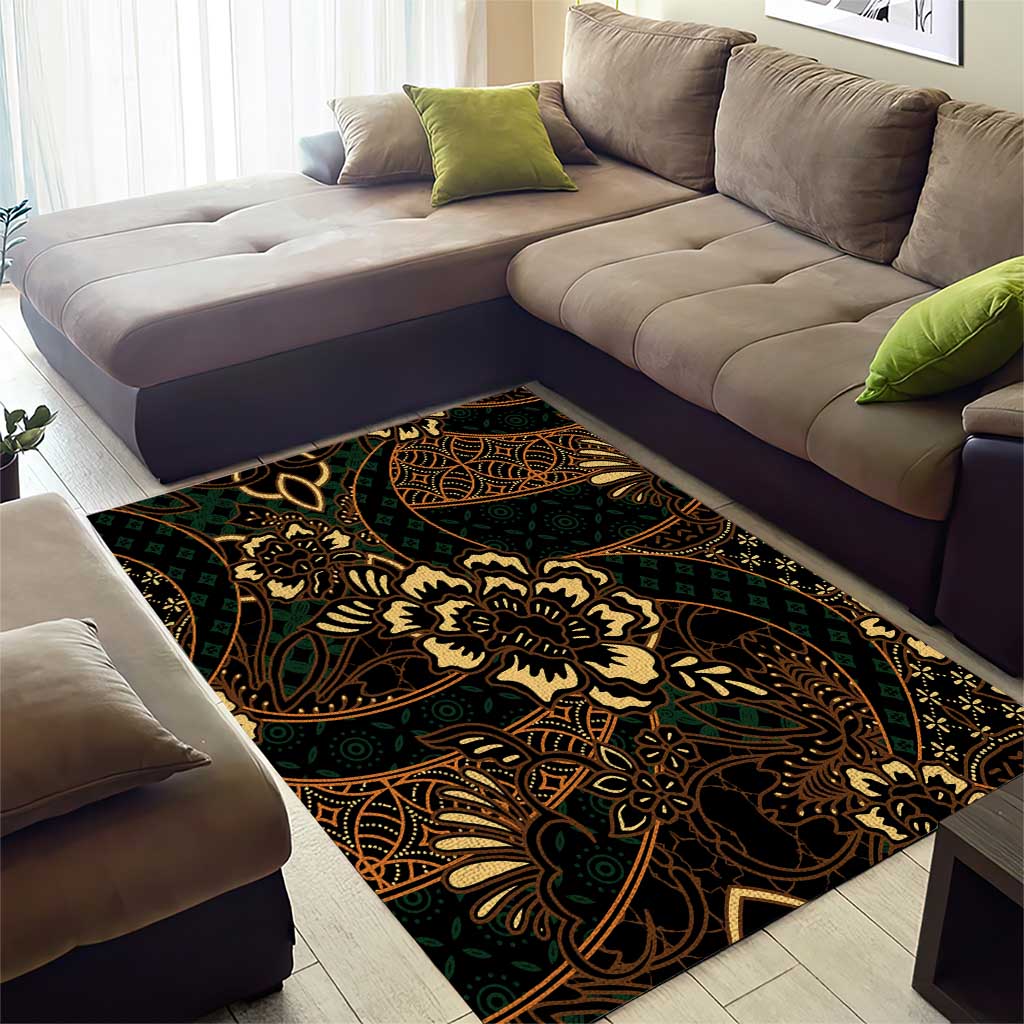 Indonesian Batik Pattern Vintage Brown Area Rug