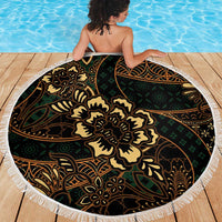 Indonesian Batik Pattern Vintage Brown Beach Blanket