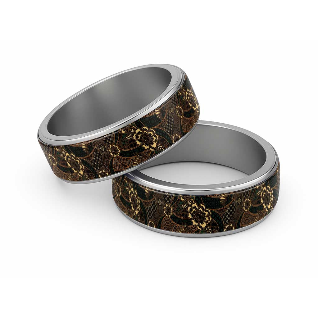 Indonesian Batik Pattern Vintage Brown Classic Ring - Polynesian Pride