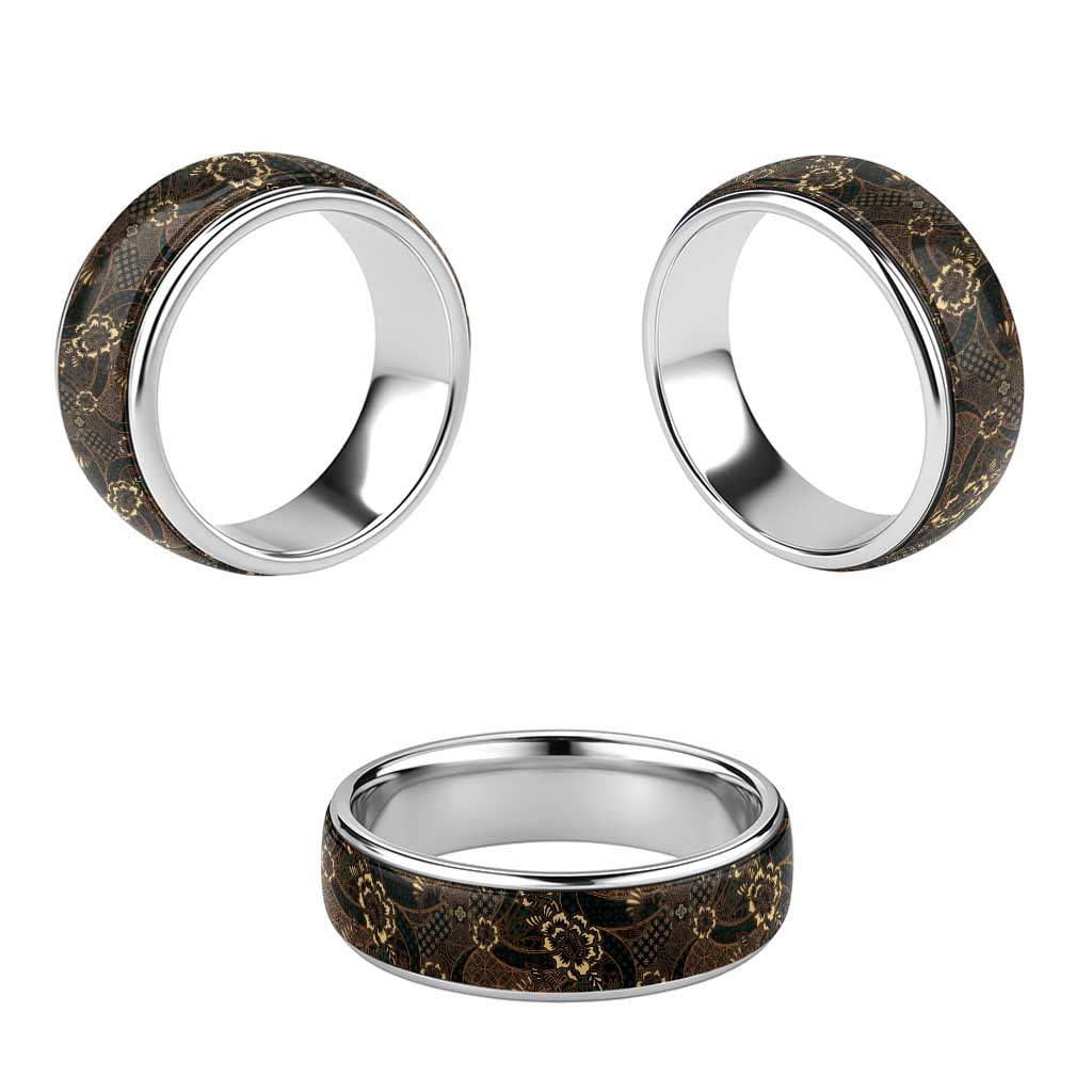 Indonesian Batik Pattern Vintage Brown Classic Ring - Polynesian Pride