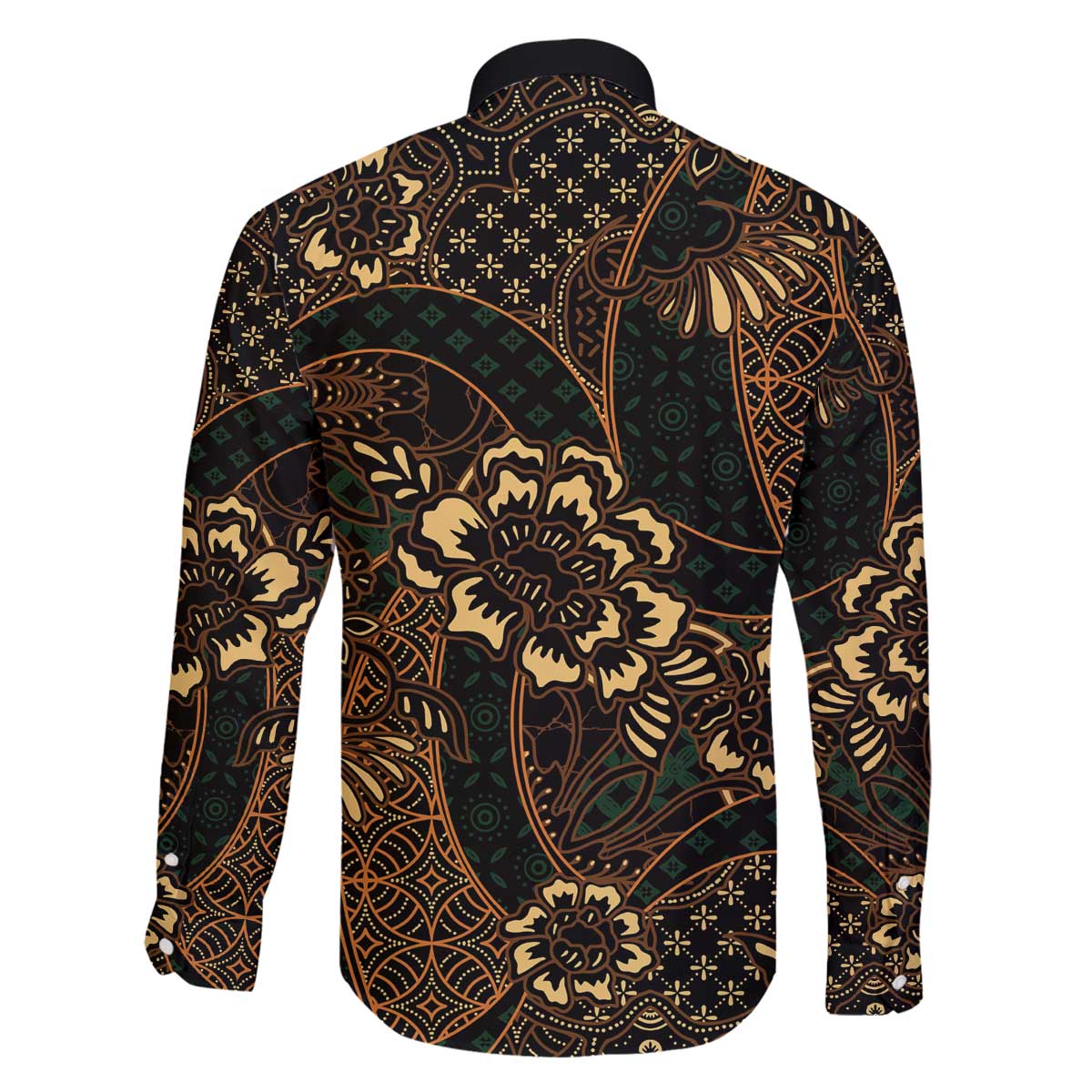 Indonesian Batik Pattern Vintage Brown Family Matching Off The Shoulder Long Sleeve Dress and Hawaiian Shirt